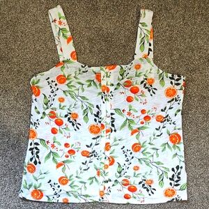 New With Tags Size Small Joie Sleeveless Citrus Print Linen & Lyocell Top